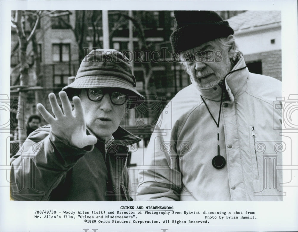 1989 Press Photo  &quot;Crimes &amp; Misdemeanors&quot; Woody Allen &amp; Sven Nykvist - Historic Images