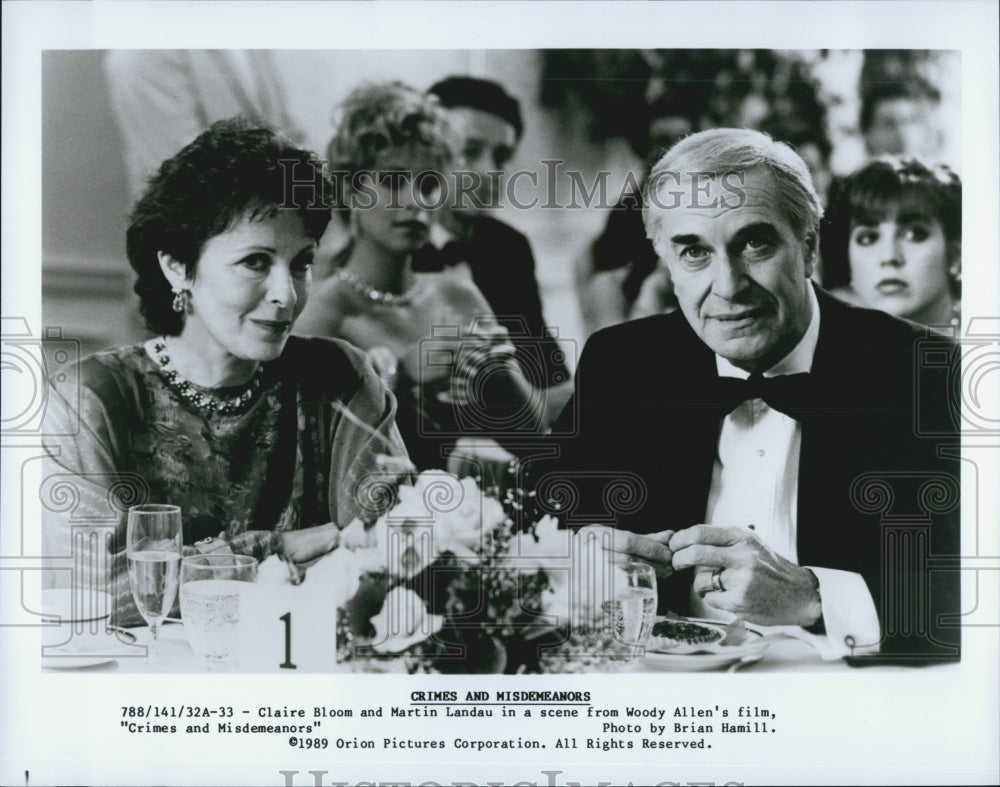 1989 Press Photo  "Crimes & Misdemeanors" Claire Bloom & Martin Landau - Historic Images