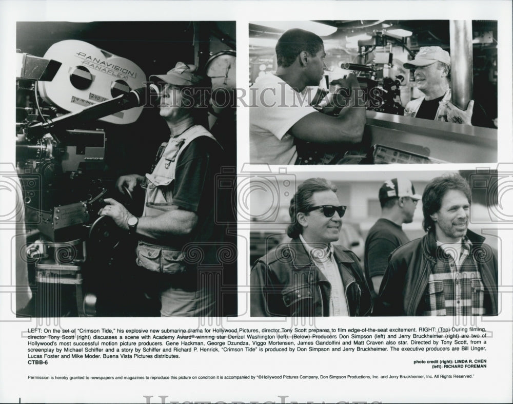 Press Photo &quot;Crimson Tide&quot; Denzel Washington Gene Hackman James Gandolfini Actor - Historic Images
