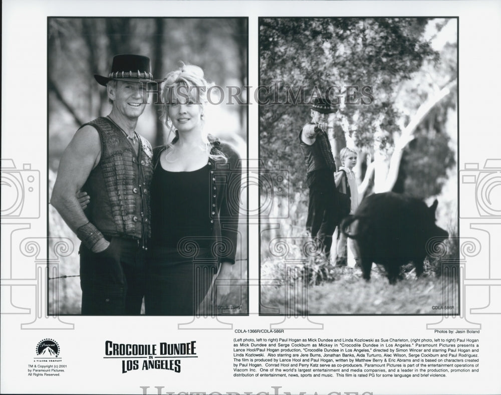 2001 Press Photo Paul Hogan, Linda Koziowski &quot;Crocodile Dundee In Los Angeles&quot; - Historic Images