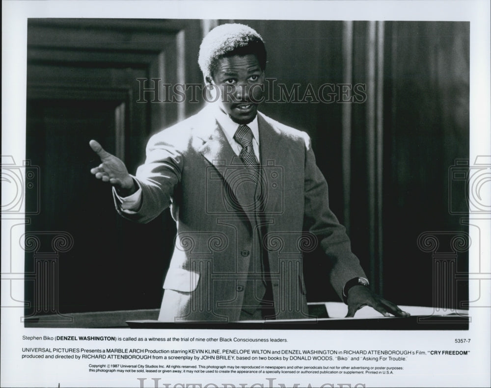 1987 Press Photo Denzel Washington in "Cry Freedom" - Historic Images