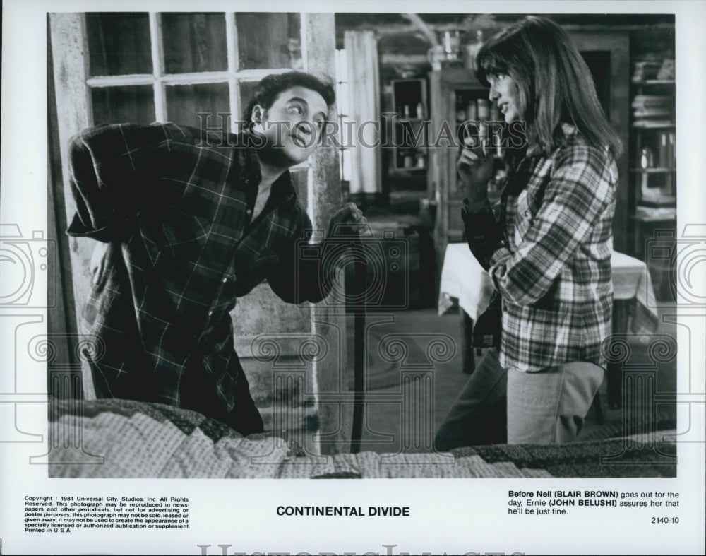 1981 Press Photo &quot;Continental Divide&quot; Blair Brown, John Belushi - Historic Images