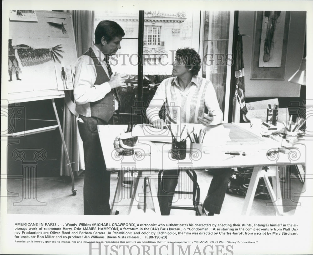 1981 Press Photo  "Condorman" Michael Crawford, James Hampton - Historic Images