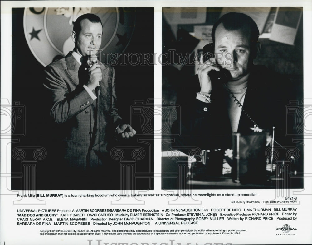 1992 Press Photo Bill Murray In Movie &quot;Mad Dog And Glory&quot; - Historic Images