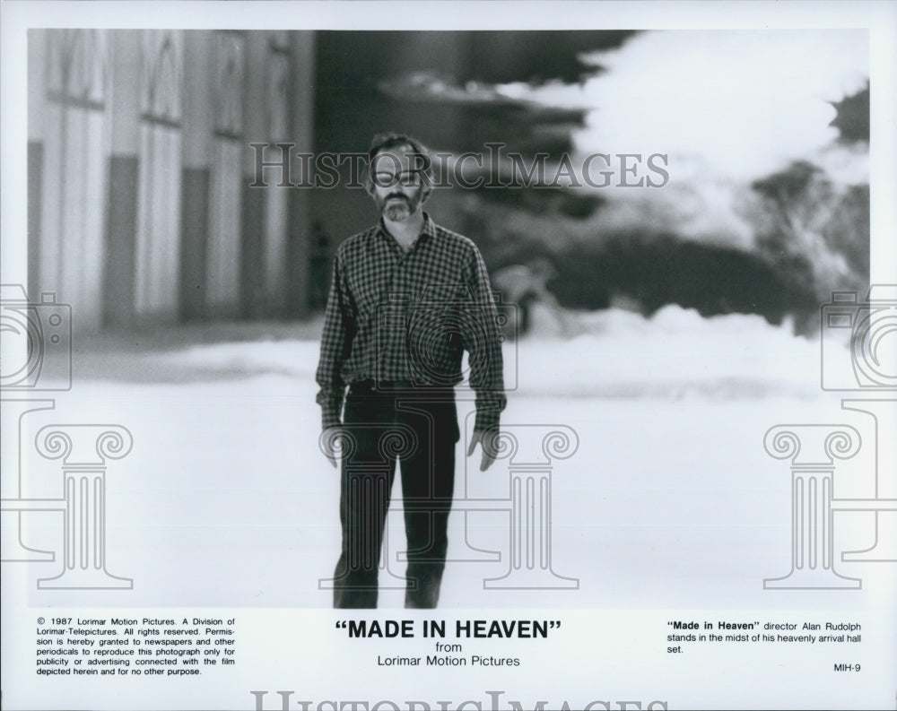 1987 Press Photo "Made In Heaven" director Alan Rudolph on set - Historic Images