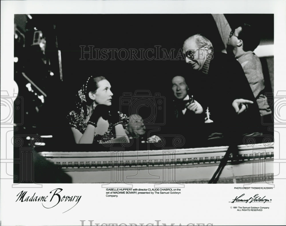 1991 Press Photo Isabelle Huppert And Director Claude Chabrol "Madame Bovary" - Historic Images