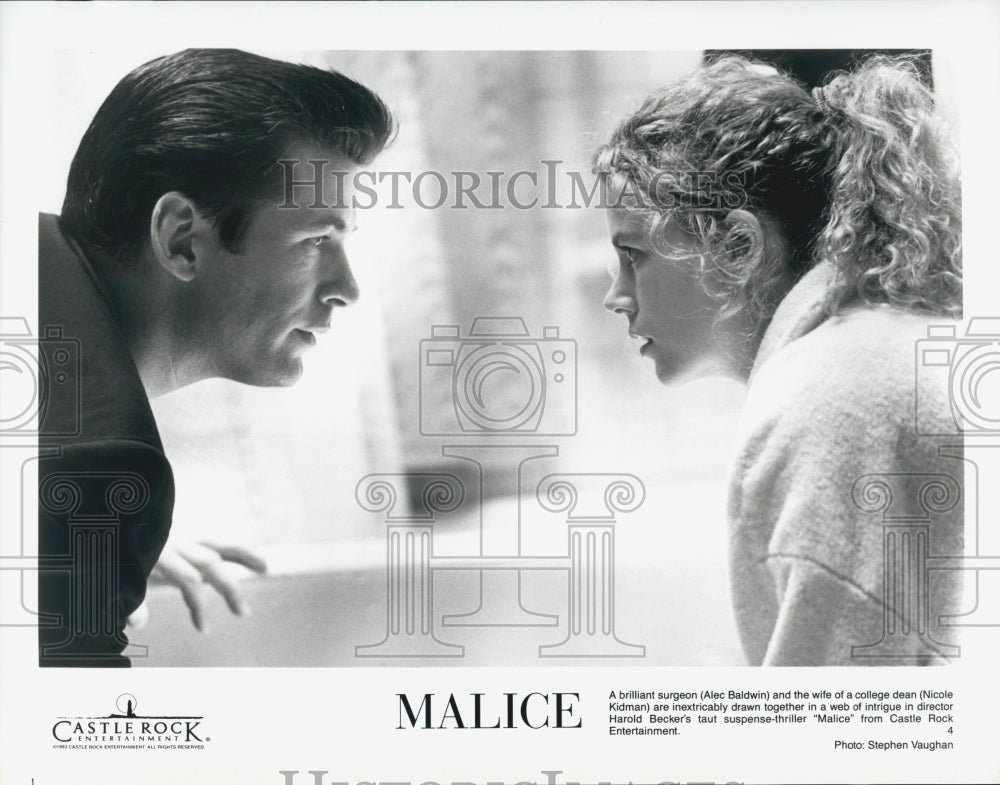 1993 Press Photo Actor Alec Baldwin, Nicole Kidman in &quot;Malice&quot; Film - Historic Images