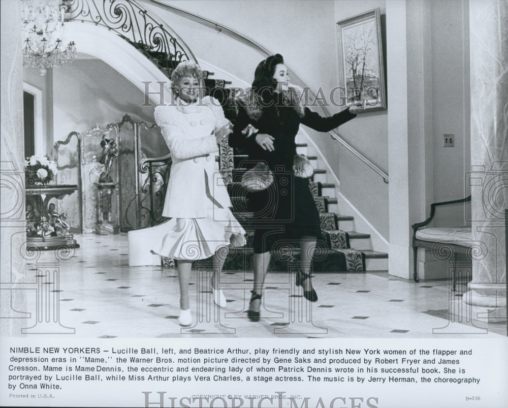 1974 Press Photo Lucille Ball And Beatrice Arthur In Movie "Mame" - Historic Images