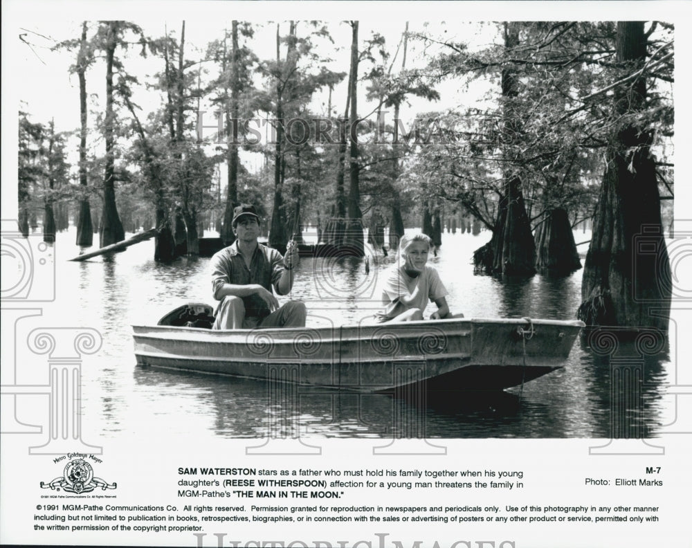 1991 Press Photo Sam Waterston, Reese Witherspoon "The Man In The Moon" - Historic Images