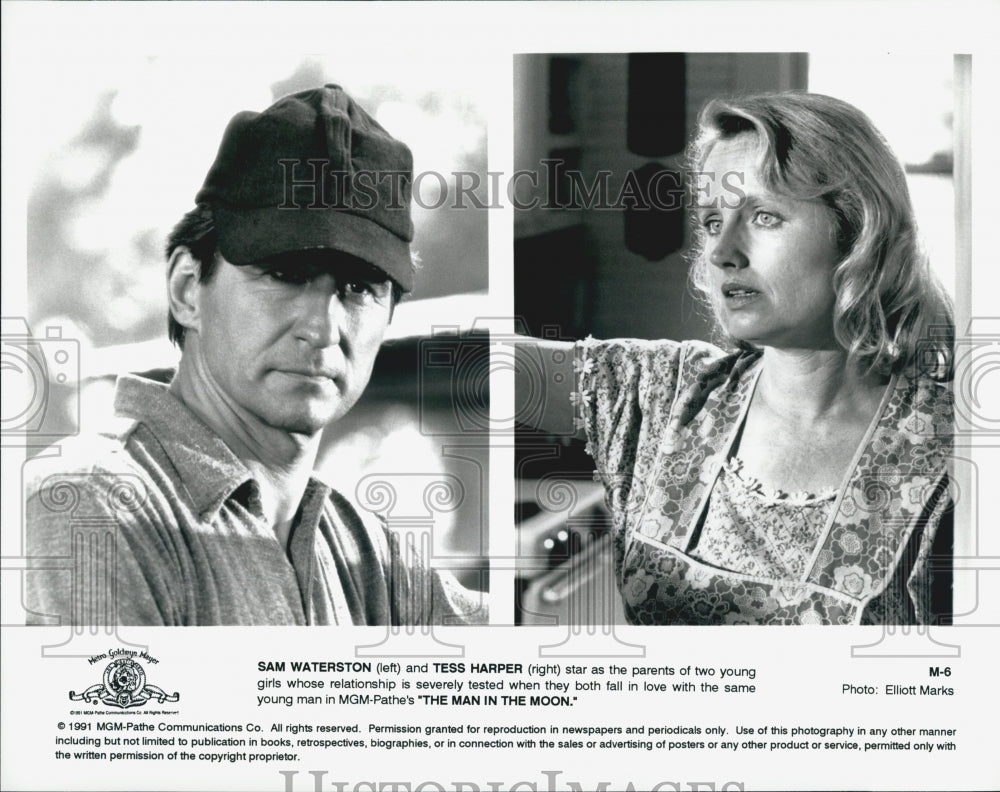 1991 Press Photo Sam Waterston, Tess Harper &quot;The Man In The Moon&quot; - Historic Images