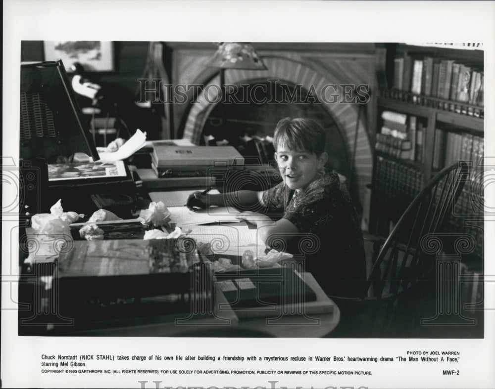 1993 Press Photo Young Actor Nick Stahl in "The Man Without a Face" Film - Historic Images
