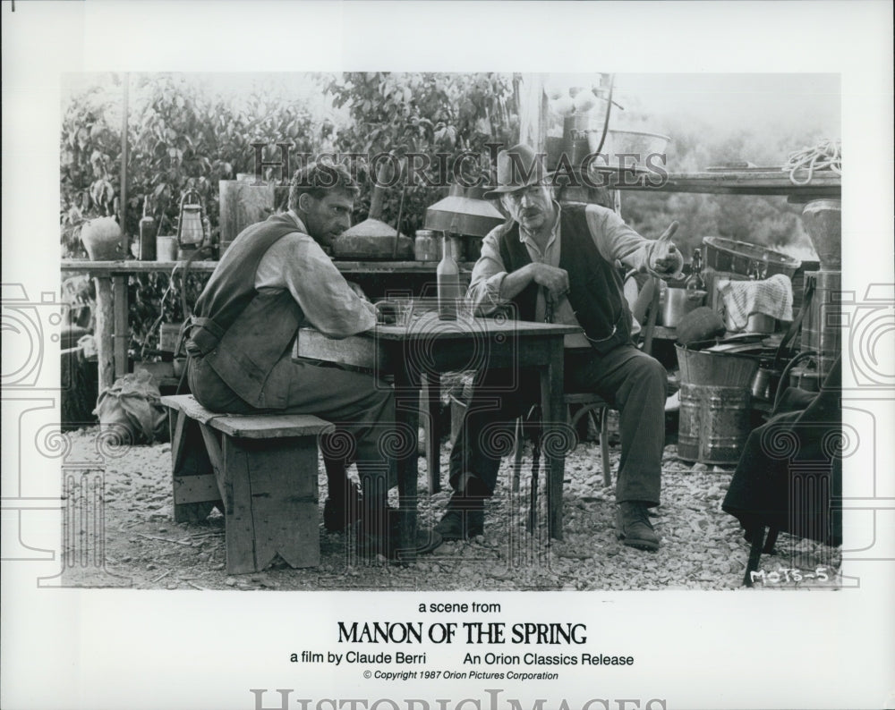 1987 Press Photo "Manon of the Spring" Daniel Auteuil & Yves Montand - Historic Images