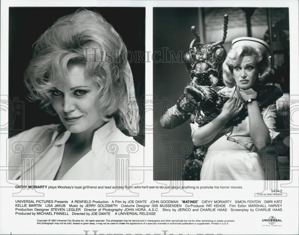 1992 Press Photo &quot;Matinee&quot; Stars Cathy Moriarty and John Goodman - Historic Images