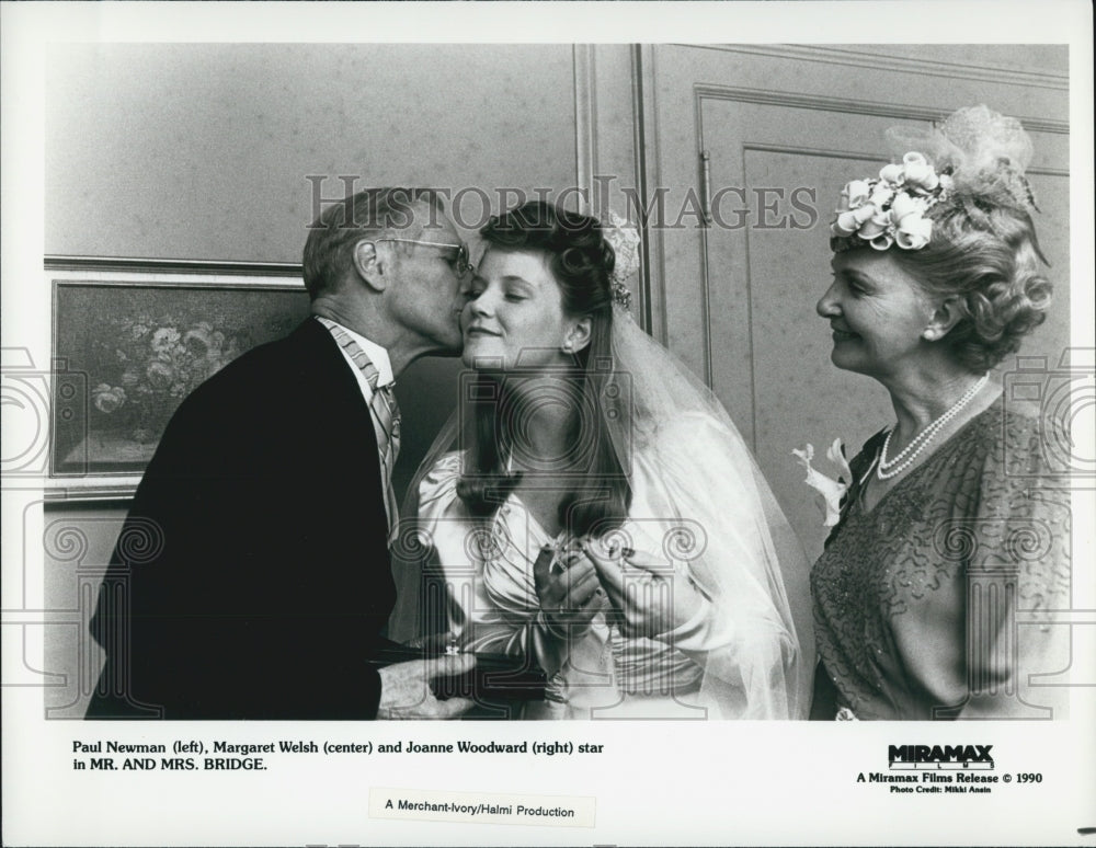 1990 Press Photo Paul Newman Margaret Welsh Joanne Woodward in "Mr. and Mrs. - Historic Images