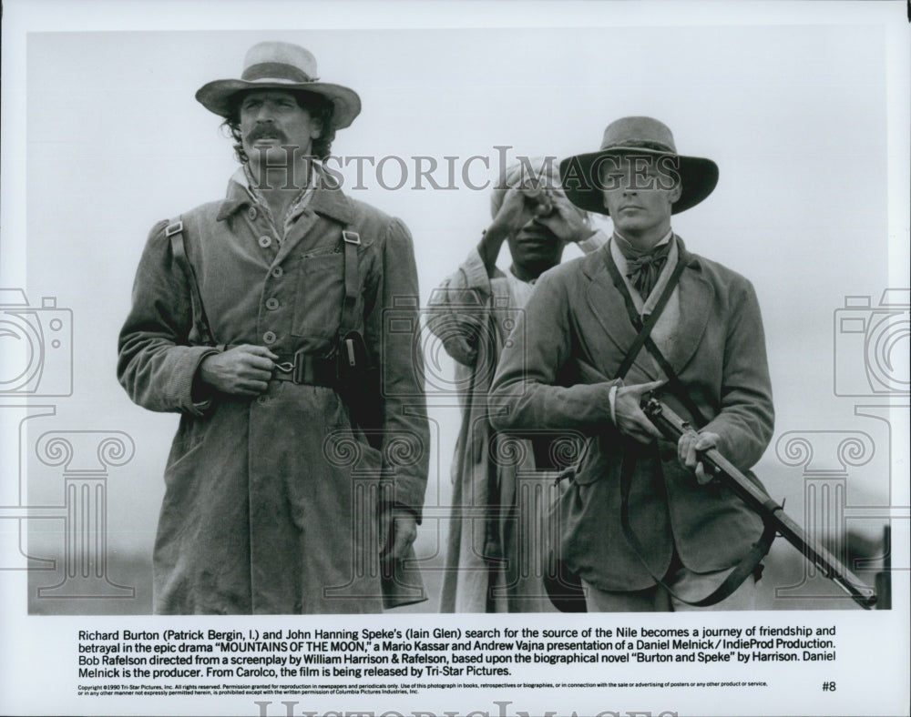 1990 Press Photo Patrick Bergin and Iain Glen in &quot;Mountains of the Moon&quot; - Historic Images