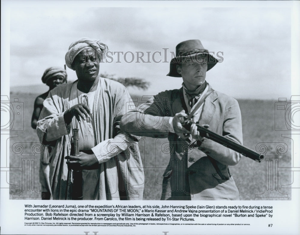 1990 Press Photo Leonard Juma and Iain Glen in &quot;Mountains of the Moon&quot; - Historic Images