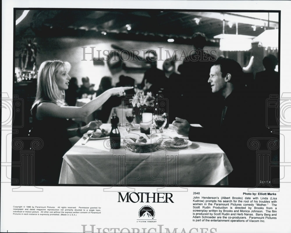 1996 Press Photo Albert Brooks and Lisa Kudrow in "Mother" - Historic Images