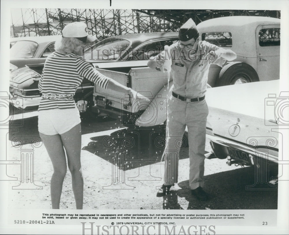 1979 Press Photo Charles Martin Smith & Candy Clark in "More American Graffiti" - Historic Images