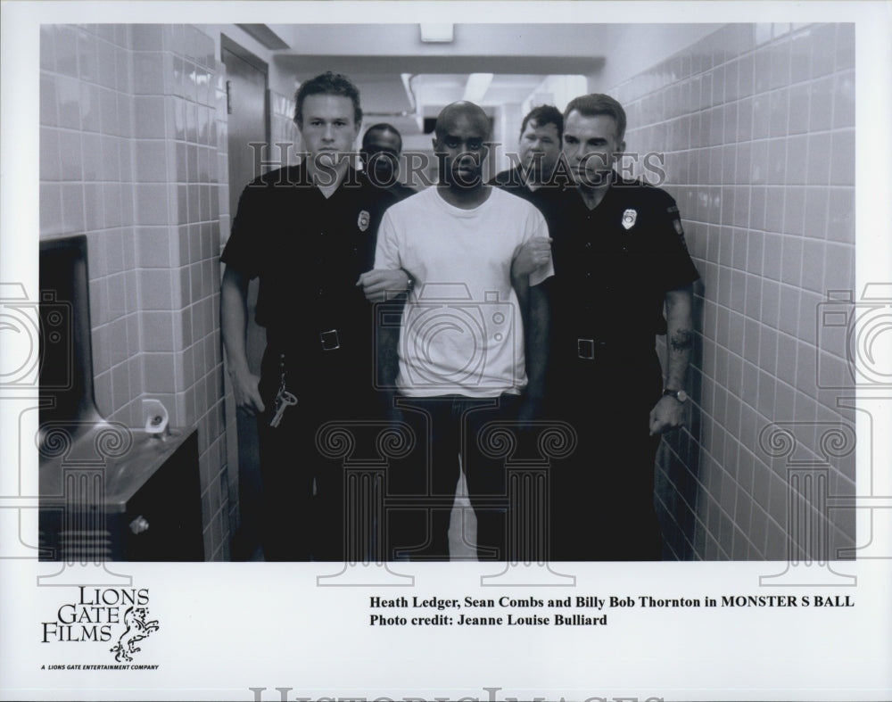 2001 Press Photo Heath Ledger, Sean Combs, Billy Bob Thornton in &quot;Moster&#39;s Ball&quot; - Historic Images