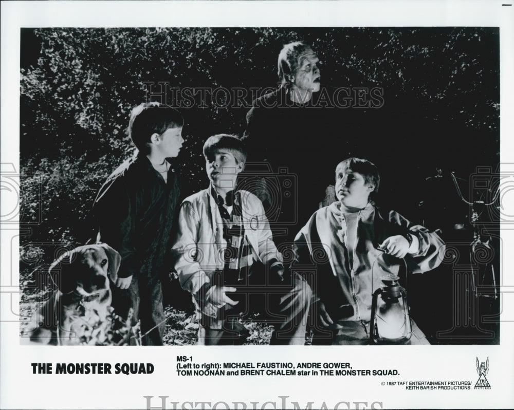 1987 Press Photo "The Monster Squad" Michael Faustino Andre Gower Tom Noonan - Historic Images