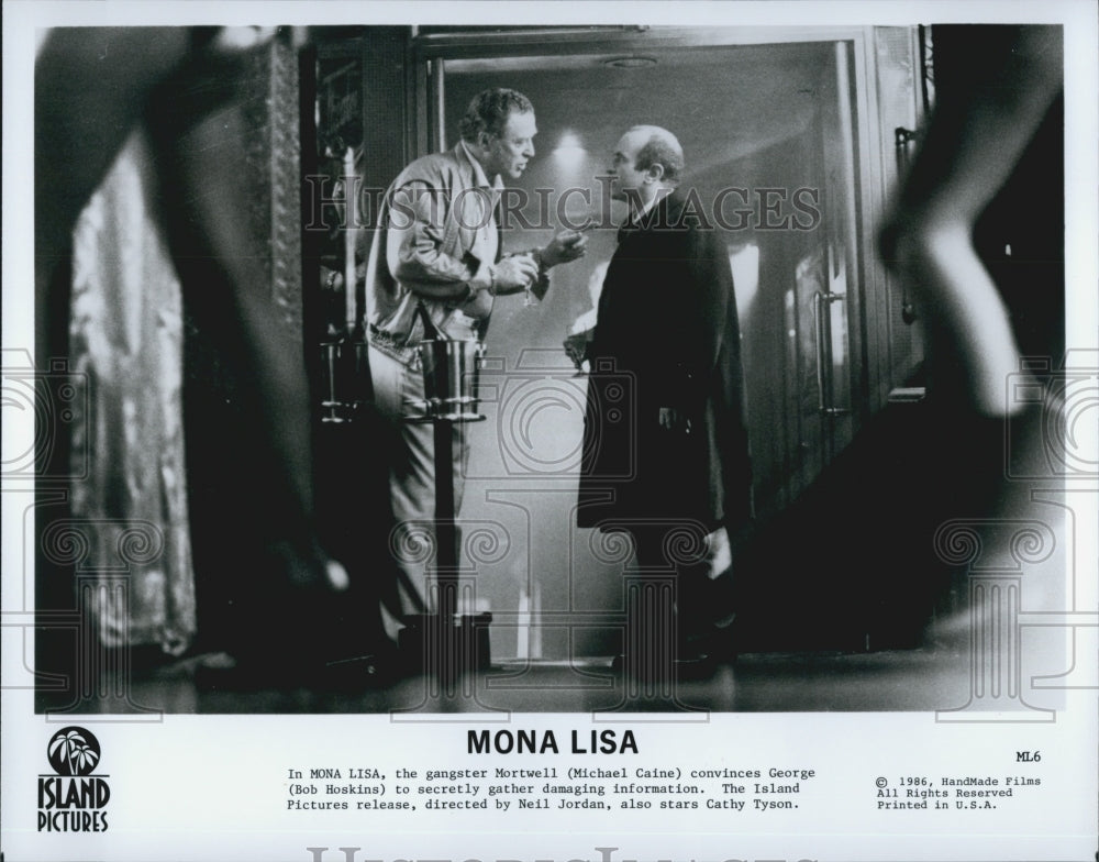 1986 Press Photo Michael Caine and Bob Hoskins in "Mona Lisa" - Historic Images