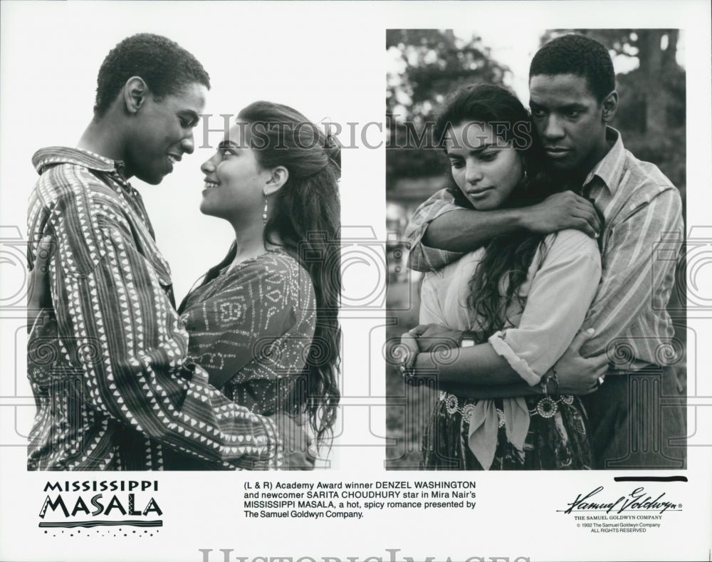 1992 Press Photo Denzel Washington and Sarita Choudhury in "Mississippi Masala" - Historic Images