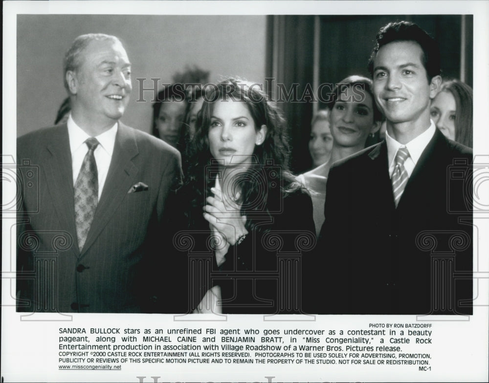 2000 Press Photo Sandra Bullock and Michael Caine in "Miss Congeniality" - Historic Images