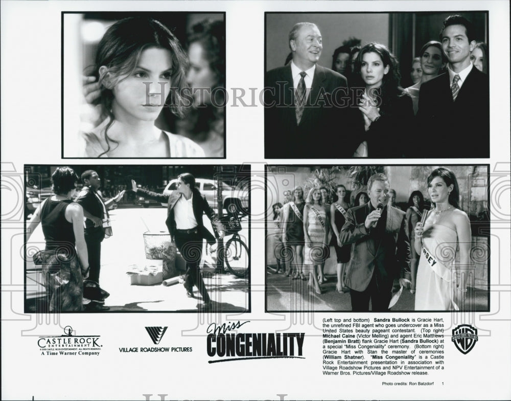 2000 Press Photo Sandra Bullock and Michael Caine in &quot;Miss Congeniality&quot; - Historic Images