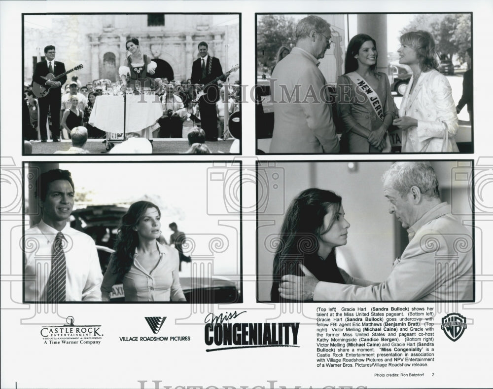 2000 Press Photo Sandra Bullock and Michael Caine in &quot;Miss Congeniality&quot; - Historic Images