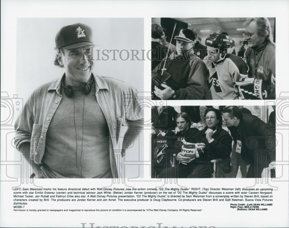 1994 Press Photo &quot;D2 The Mighty Ducks&quot; director Sam Weisman with Emilio Esteves - Historic Images