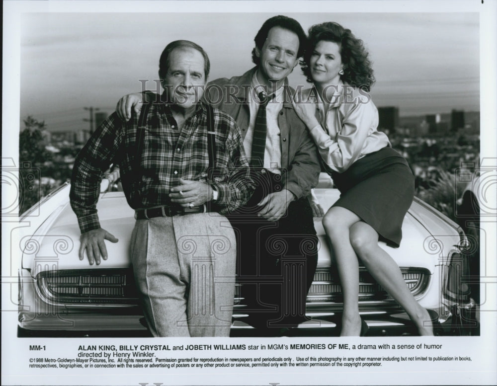 1988 Press Photo Alan King, Billy Crystal, Jobeth Williams &quot;Memories Of Me&quot; - Historic Images