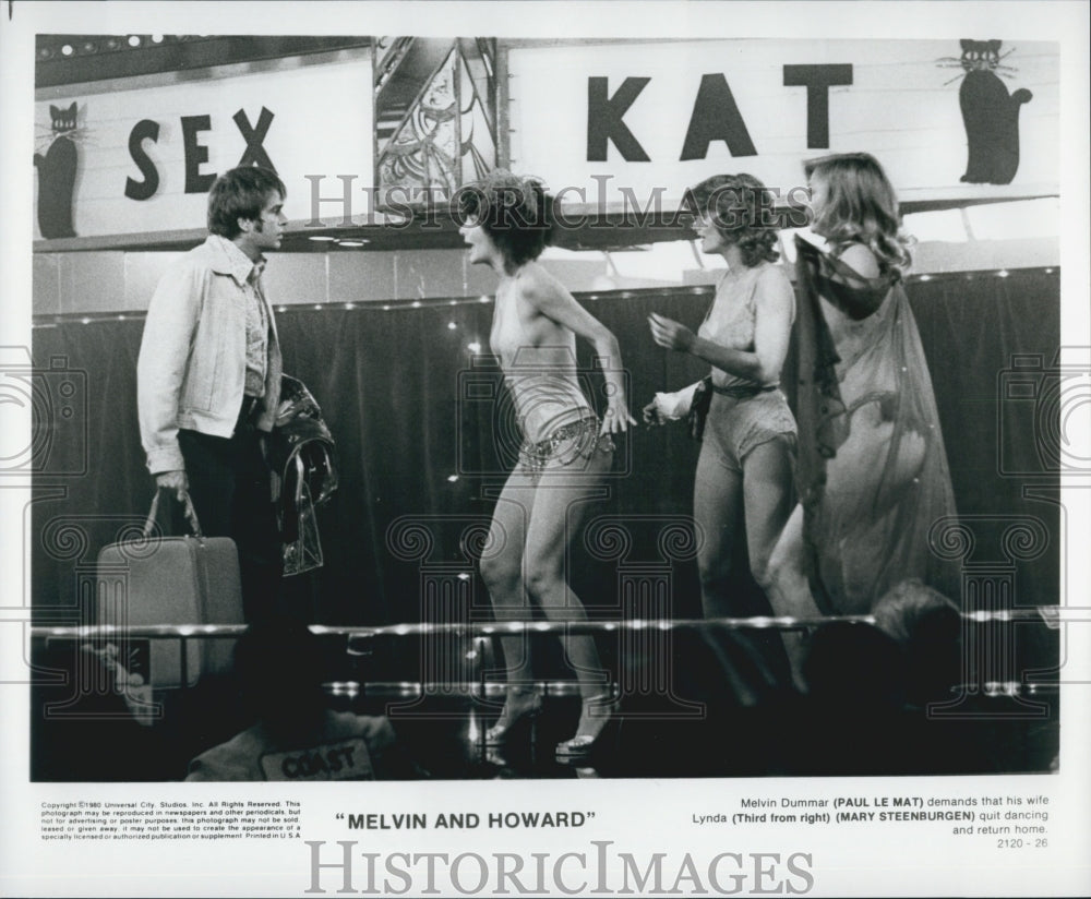 1980 Press Photo Paul Le Mat, Mary Steenburgen "Melvin and Howard" - Historic Images