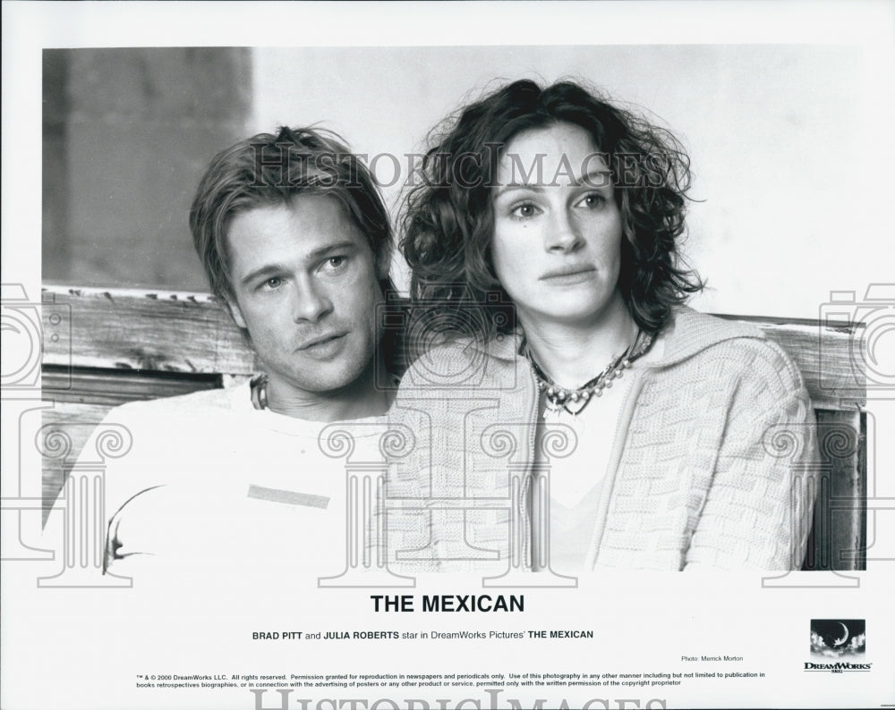 2000 Press Photo Bradd Pitt and Julia Roberts in "The Mexican" - Historic Images