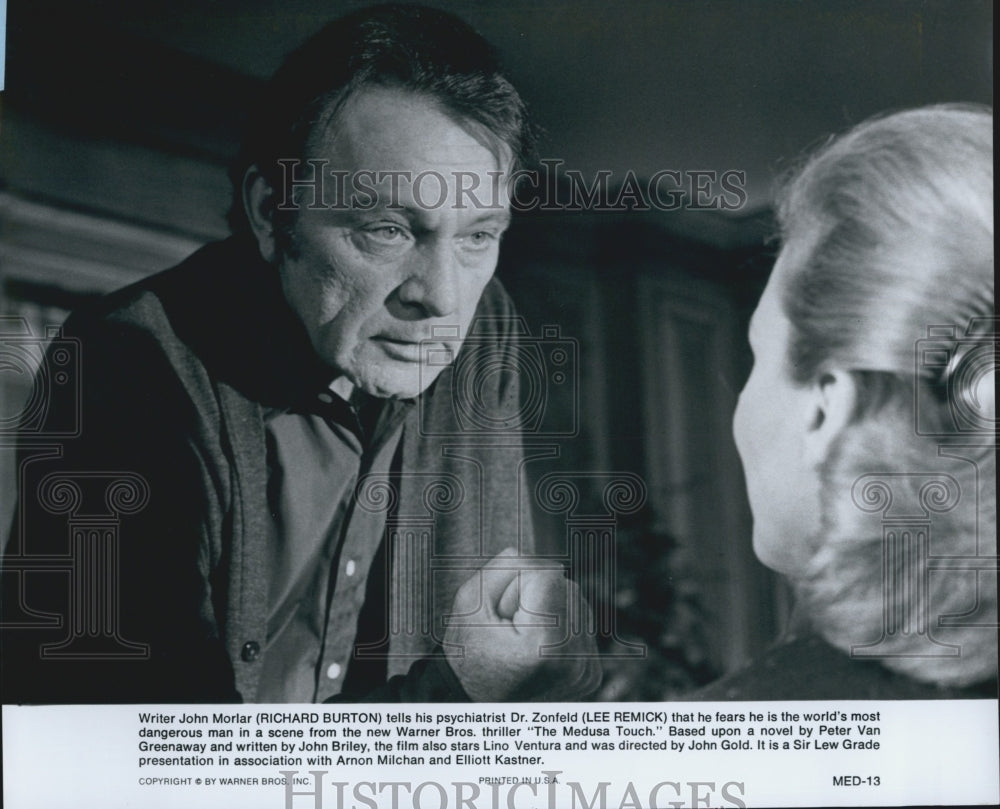 Press Photo Richard Burton And Lee Remick In Scene From &quot;The Medusa Touch&quot; - Historic Images