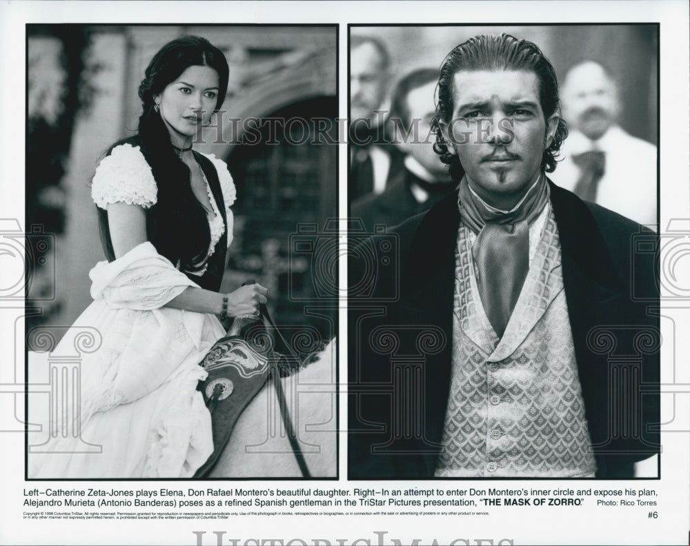 1998 Press Photo "The Mask Of Zorro" Antonio Banderas Catherine Zeta Jones - Historic Images