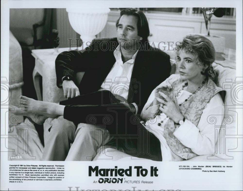 1991 Press Photo &quot;Married To It&quot; Beau Bridges &amp; Stockard Channing - Historic Images