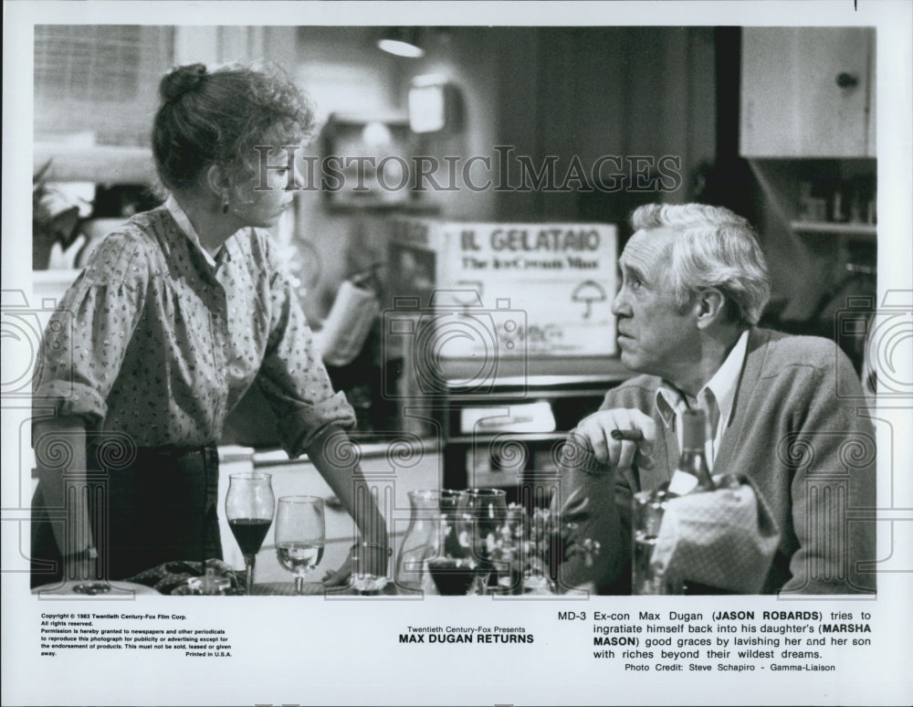 1983 Press Photo "Max Dugan Returns" Marsha Mason Jason Robards - Historic Images