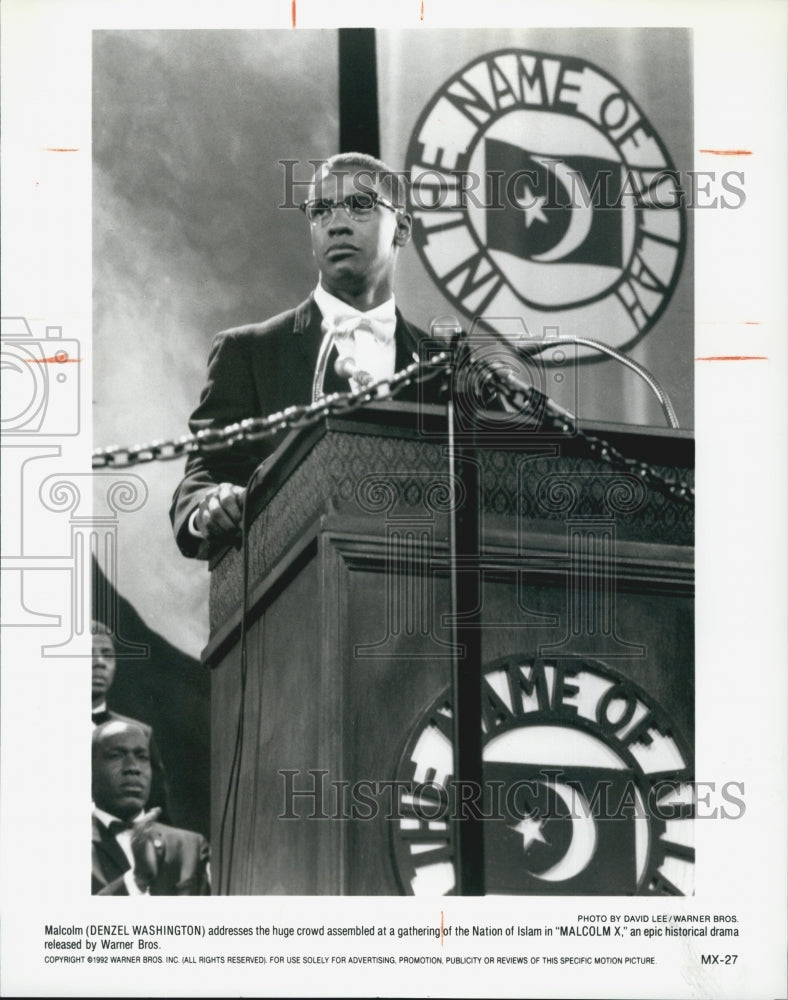 1992 Press Photo &quot;Malcolm X&quot; starring Denzel Washington - DFPG41159 - Historic Images