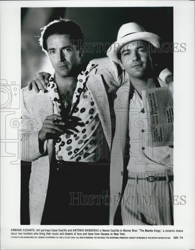 1992 Press Photo "The Mambo Kings" Armand Assante & Antonio Banderas - Historic Images