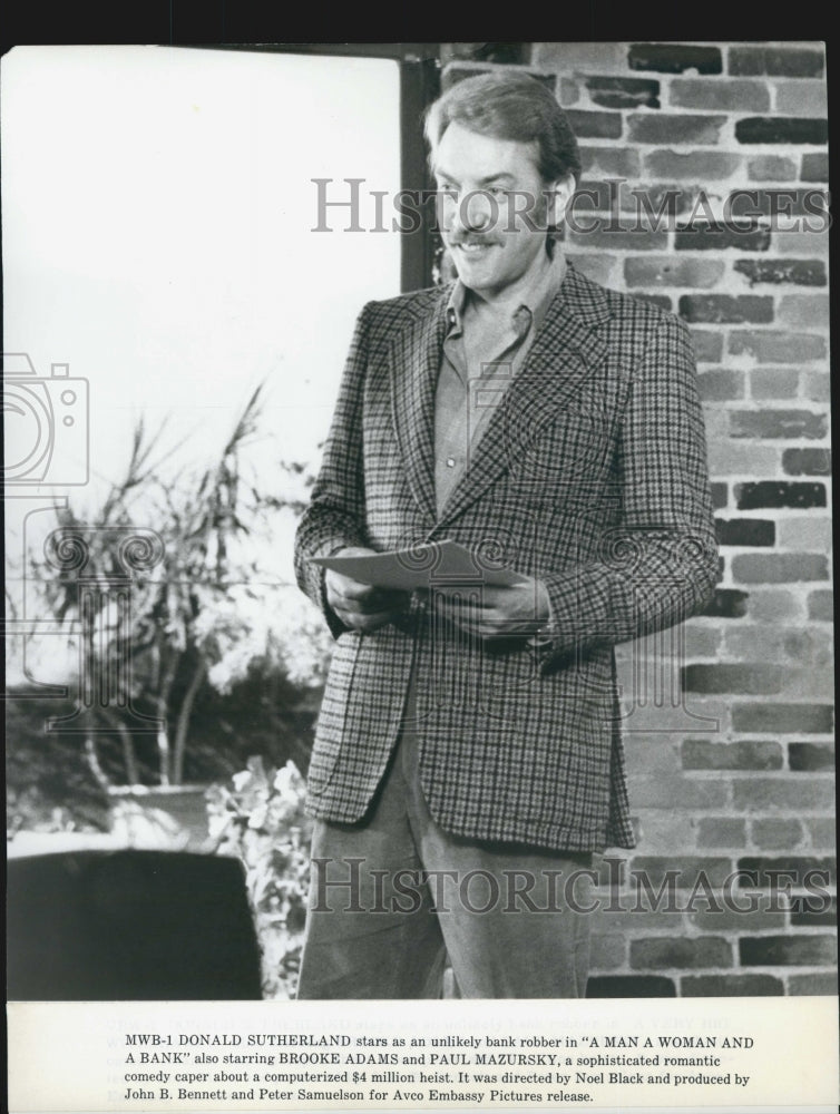 Press Photo &quot;Man Woman And Bank&quot; Donald Sutherland Paul Mazursky Brooke Adams - Historic Images