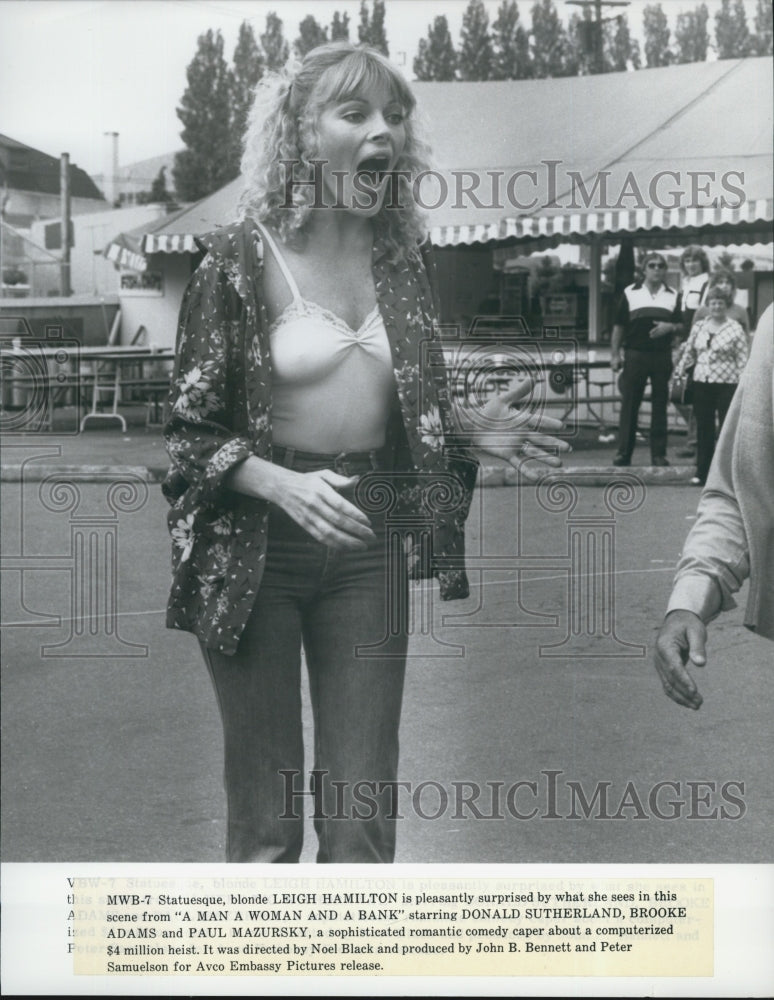 1979 Press Photo  "A Man A Woman & A Bank" Leigh  Hamilton - Historic Images