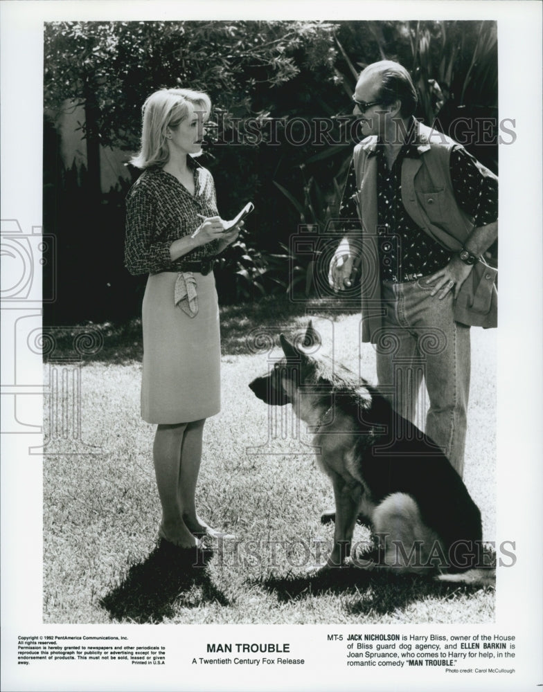 1992 Press Photo &quot;Man Trouble&quot; starring Jack Nicholson and Ellen Barkin - Historic Images