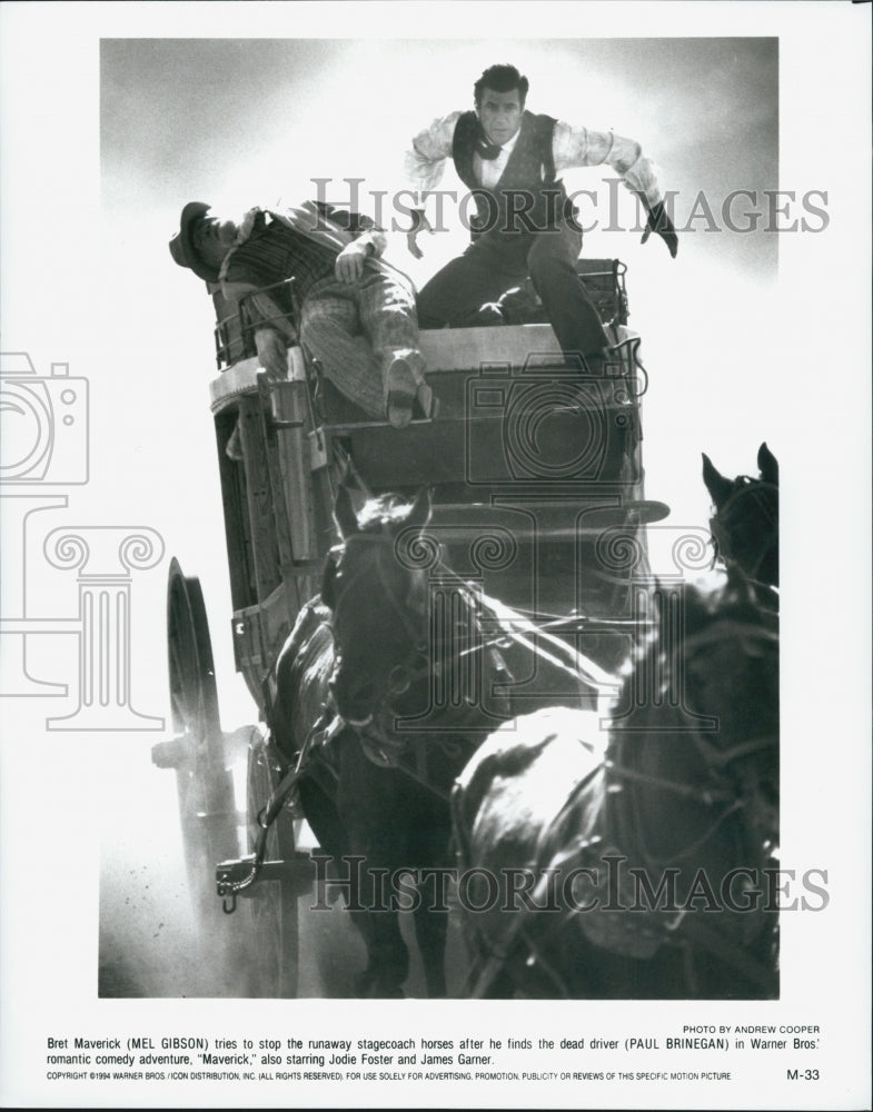 1994 Press Photo &quot;Maverick&quot; Mel Gibson,Paul Brinegan - Historic Images