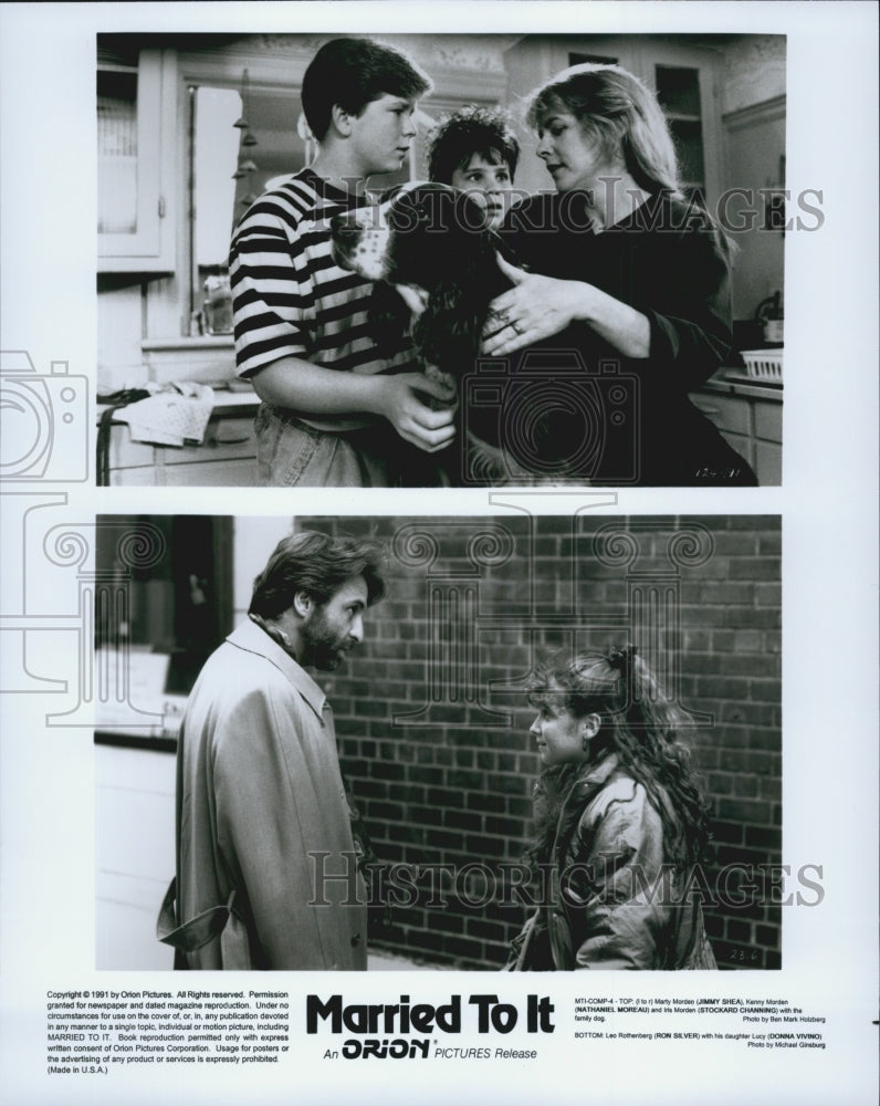 1991 Press Photo Jimmy Shea, Nathaniel Moreau, Ron Silver in &quot;Married To It&quot; - Historic Images