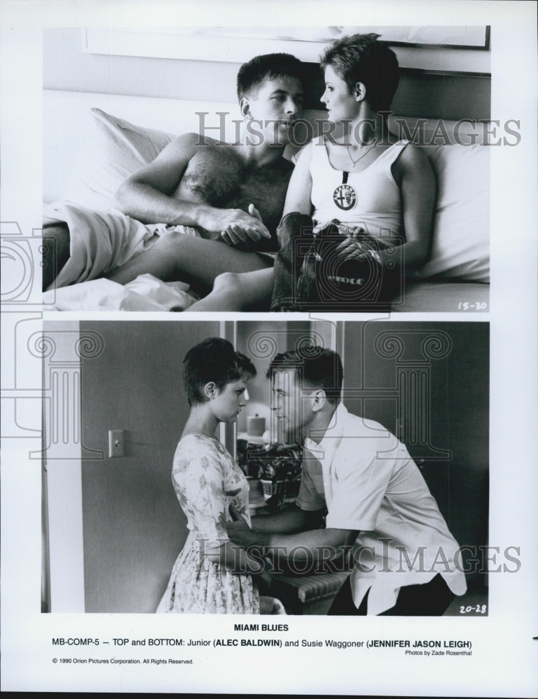 1990 Press Photo Alec Baldwin And Jennifer Jason Lewis In Film "Miami Blues" - Historic Images