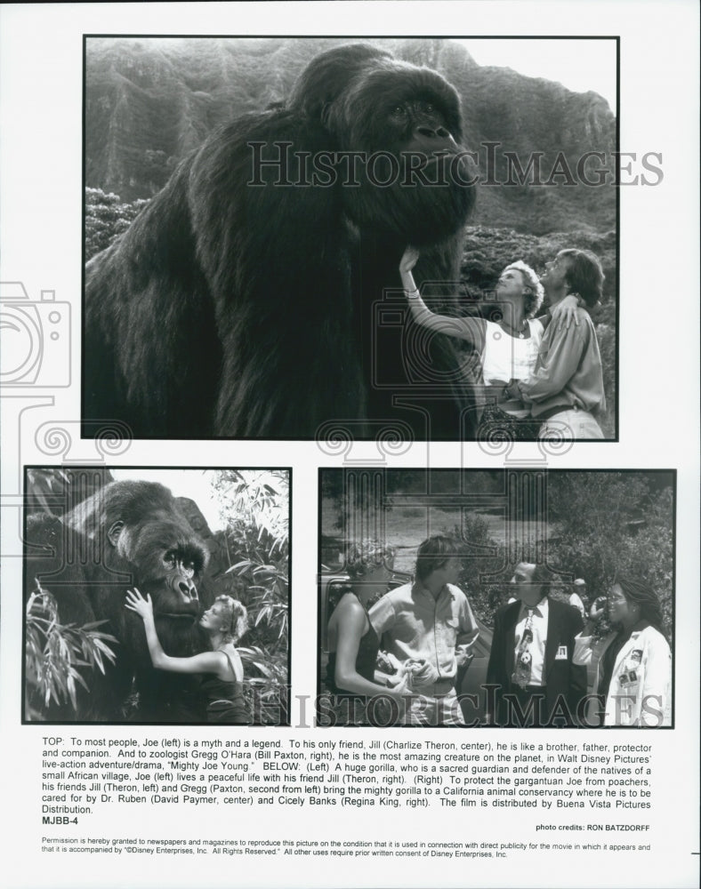 1998 Press Photo Charlize Theron, Bill Paxton, David Paymer, "Mighty Joe Young" - Historic Images