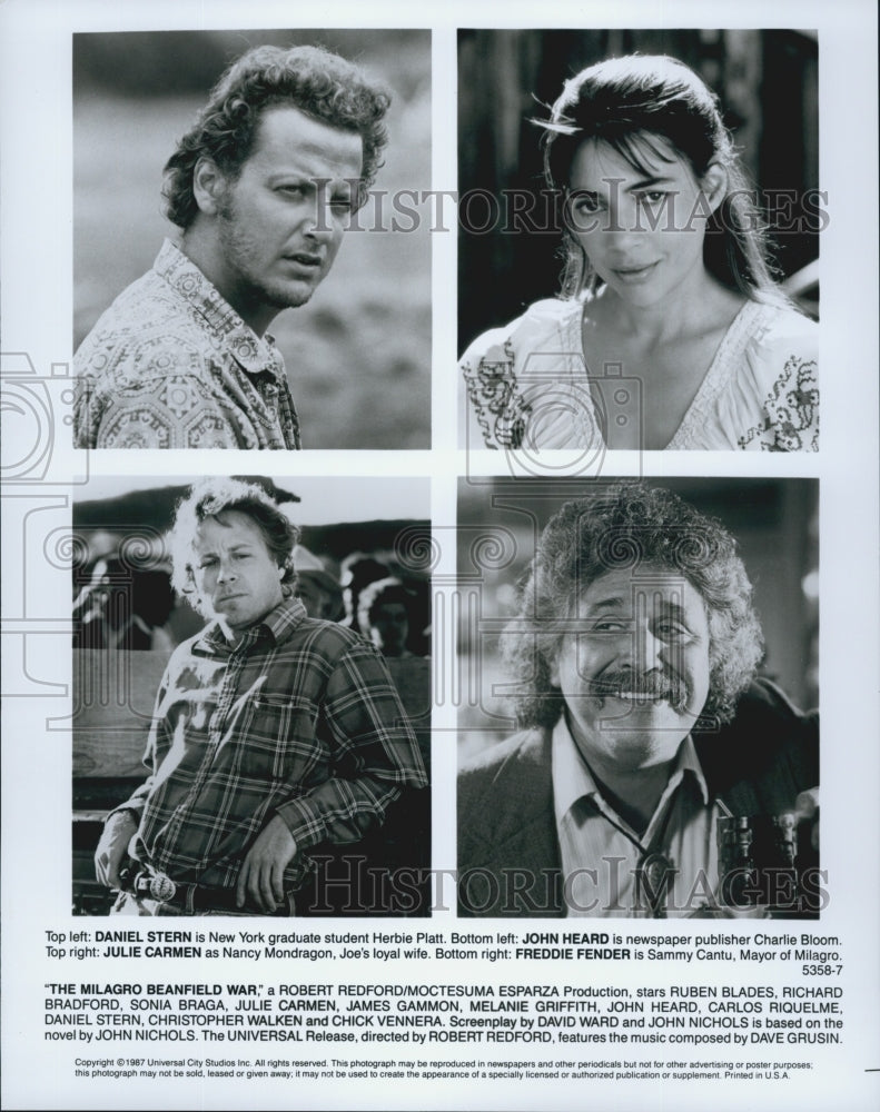 1987 Press Photo Daniel Stern and John Heard in &quot;The Milagro Beanfield War - Historic Images