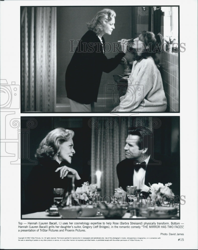 1996 Press Photo Lauren Bacall, Barbra Streisand in &quot;The Mirror Has Two Faces&quot; - Historic Images
