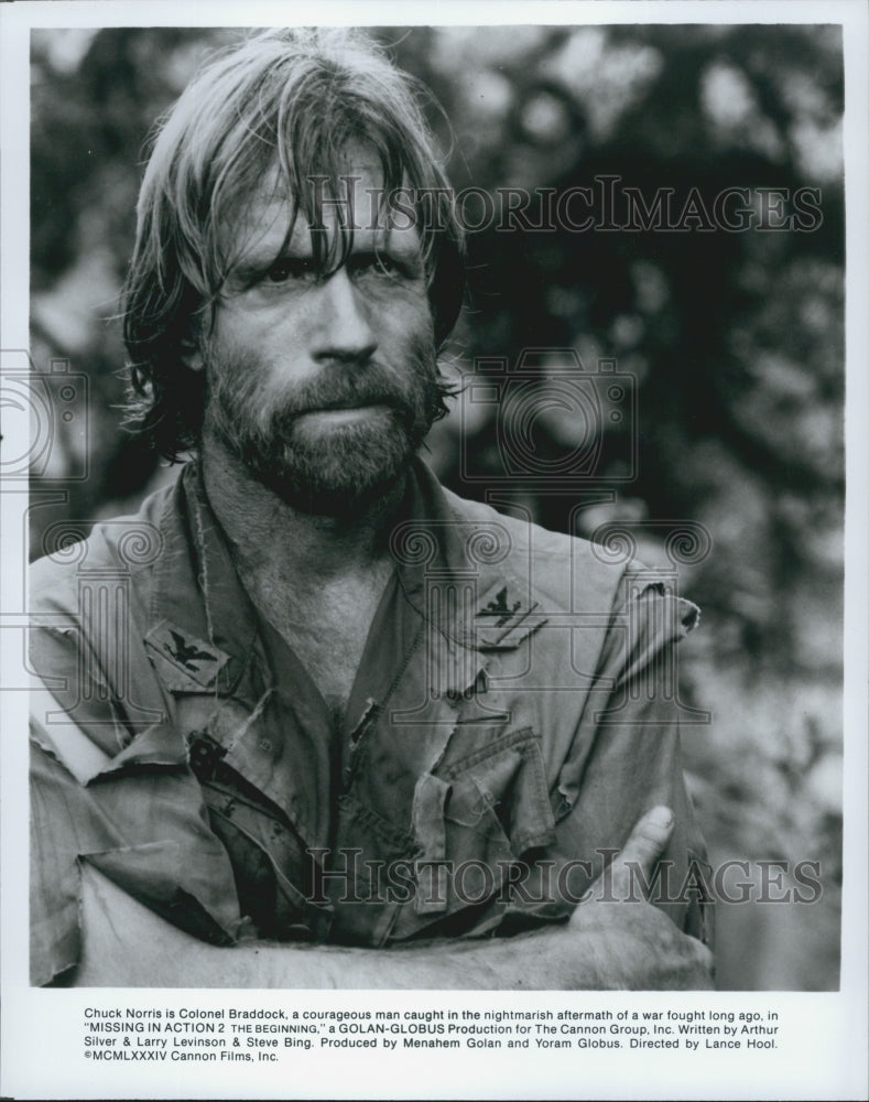 1984 Press Photo Actor Chuck Norris in &quot;Missing in Action 2: The Beginning&quot; Film - Historic Images