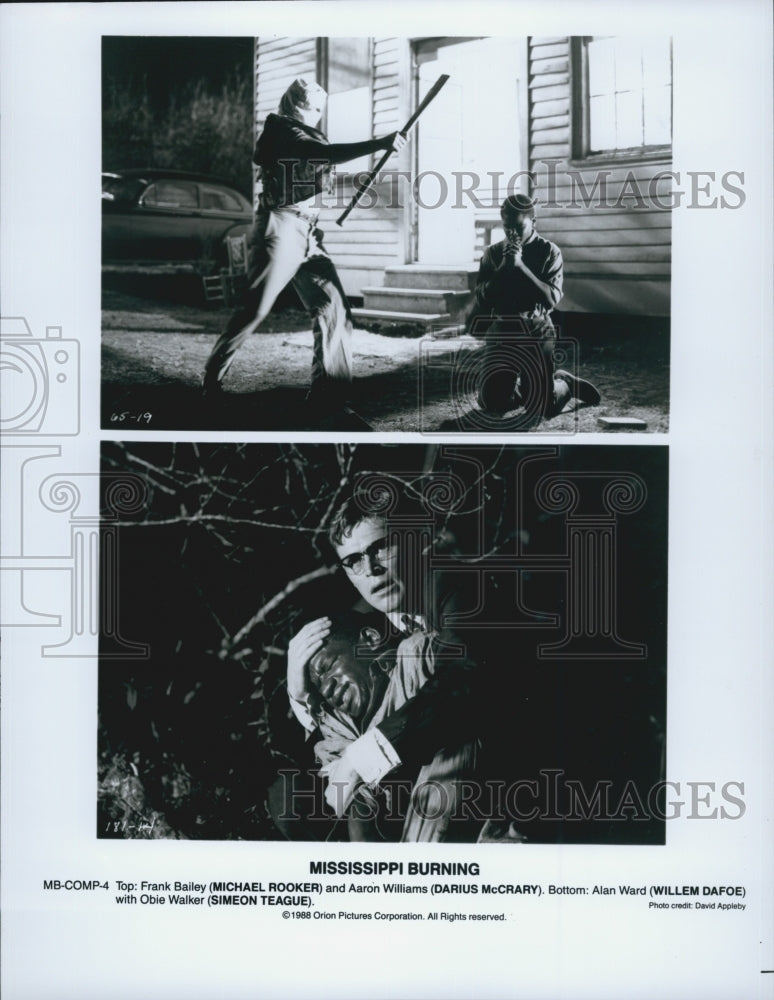 1988 Press Photo Actor Michael Rooker, Darius McCrary in "Mississippi Burning" - Historic Images